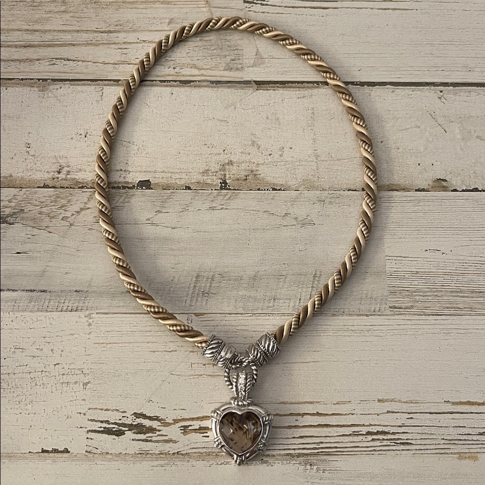 Judith Ripka Smokey Quartz Heart Enhancer Silk Cord Necklace - Picture 5 of 9